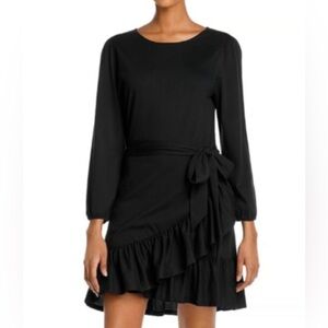 Rebecca Minkoff Josephine Wrap Ruffle Cotton Draped Dress Black Size Small